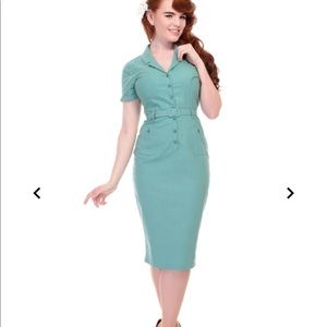 Collectif Caterina pencil dress in seafoam green, UK size 10, US size 6.